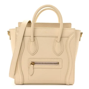 Celine Nano Luggage Bag Ivory Drummed Calfskin Leather