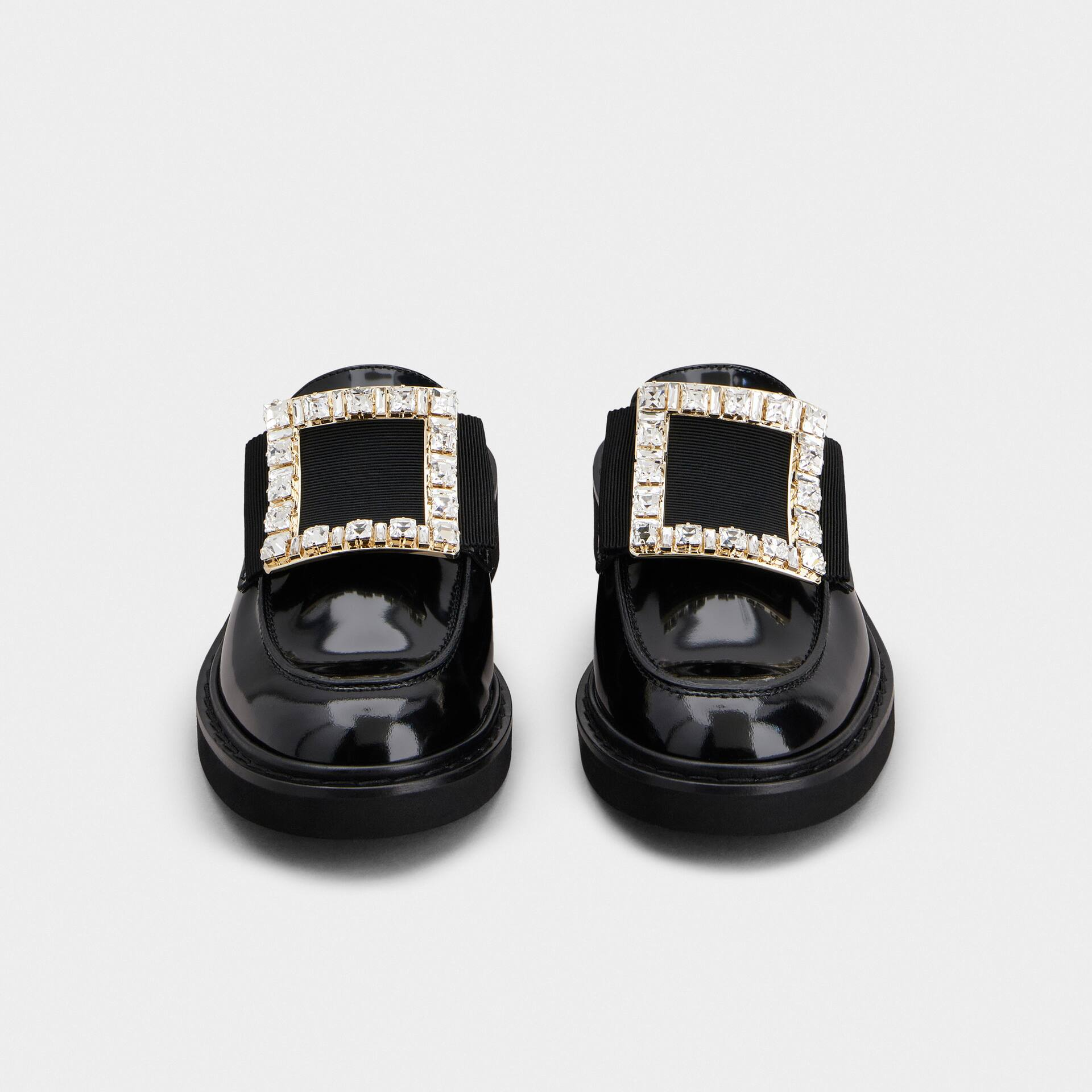 Roger Vivier Viv' Rangers Mules Loafers In Black Patent Leather With Crystal Buckle - 图片 5