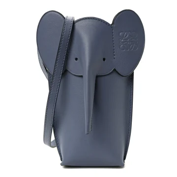 Lushentic Loewe Elephant Pouch Crossbody Bag Small Stone Blue Calfskin Leather - LUSHENTIC BAGS