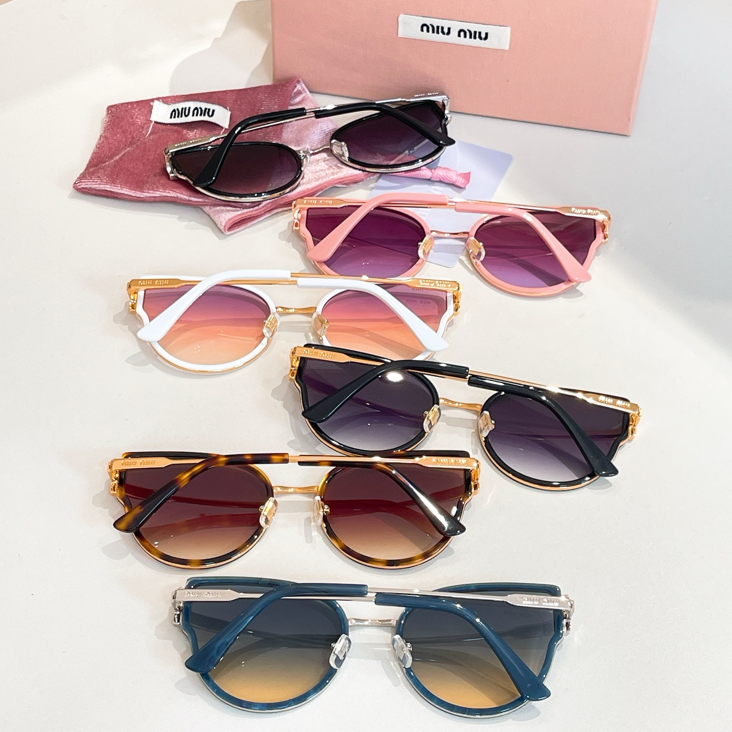 Miu Miu Butterfly glasses purple silver/purple gold/leopard/teal/pink/white color Size 56口21-145 - 图片 9