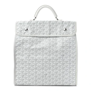 Goyard Saint Leger Soft Briefcase Backpack MM White Goyardine Canvas Silver Hardware