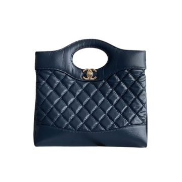 Chanel Oil Wax Leather Blue / Black Crossbody Bags