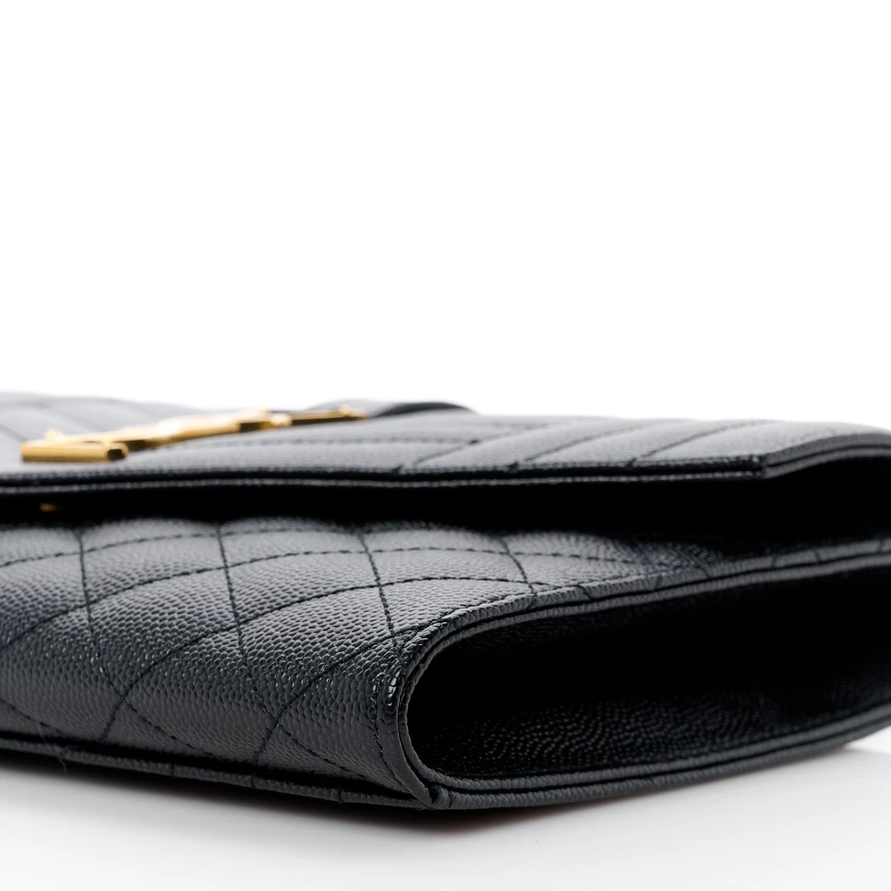Saint Laurent Medium Clutch Black Triquilt Monogram Grain De Poudre Textured Mixed Matelasse Leather Gold Hardware - 图片 5