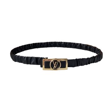 Louis Vuitton Women's Dauphine Smoke Elastic Belt In Black Calfskin With Gold Hardware 25mm