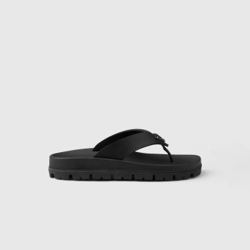 PRADA Black rubber clip-toe sandals Slippers