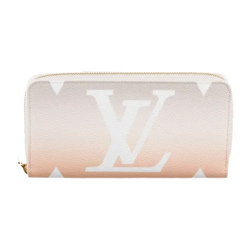 Louis Vuitton Medium By The Pool Zippy Wallet Grey and Orange Monogram Canvas Gold Hardware