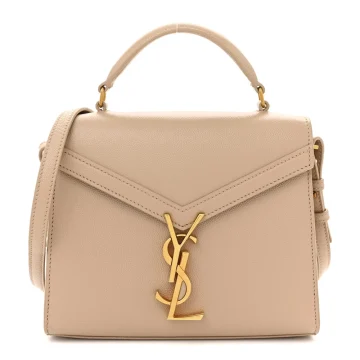 Saint Laurent Mini Cassandra Top Handle Crema Soft Classic Monogram Grain De Poudre Leather Aged Gold Hardware
