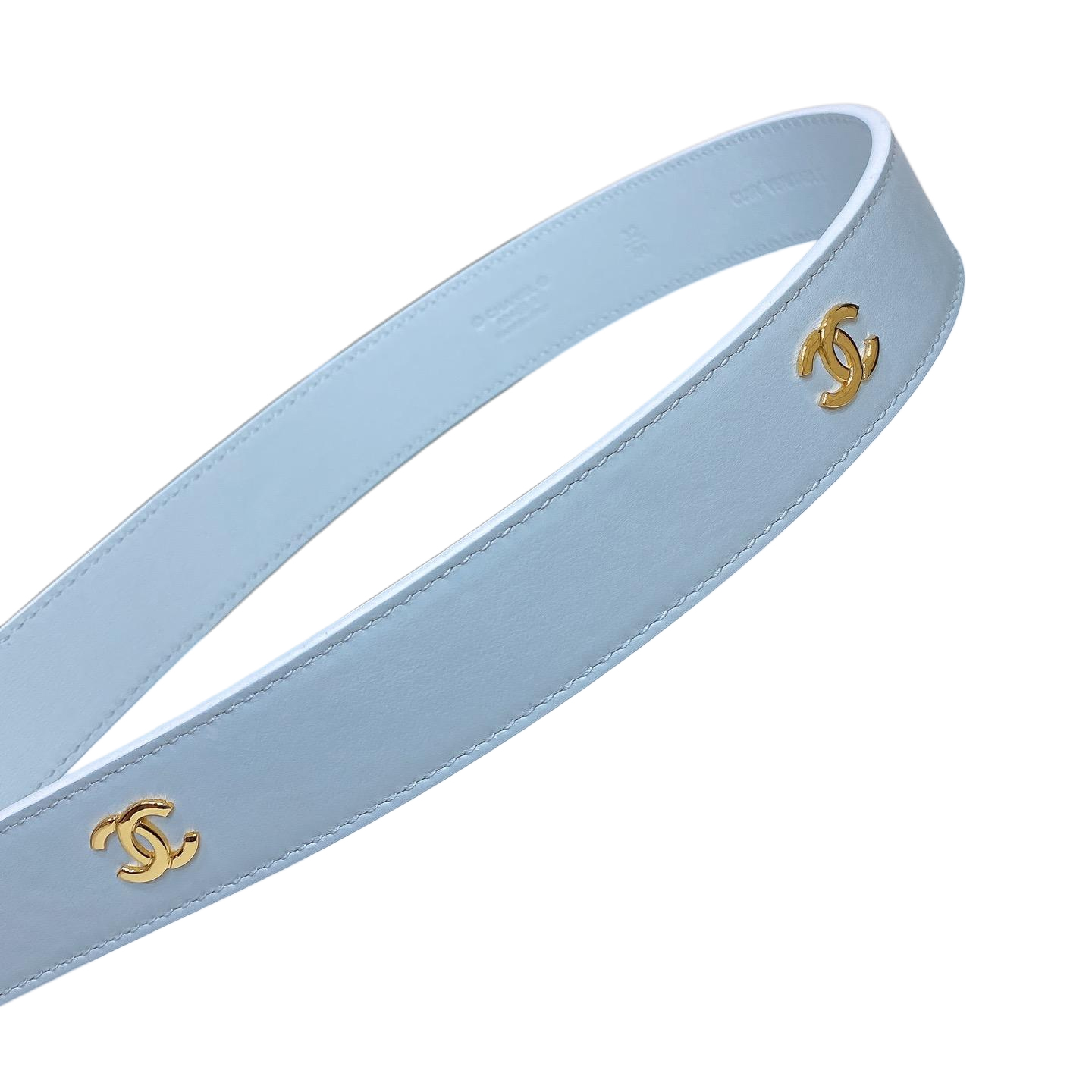 Chanel Women's Pearls CC Belt In Blue/Black/White Lambskin With Gold/Silver Hardware - 图片 3