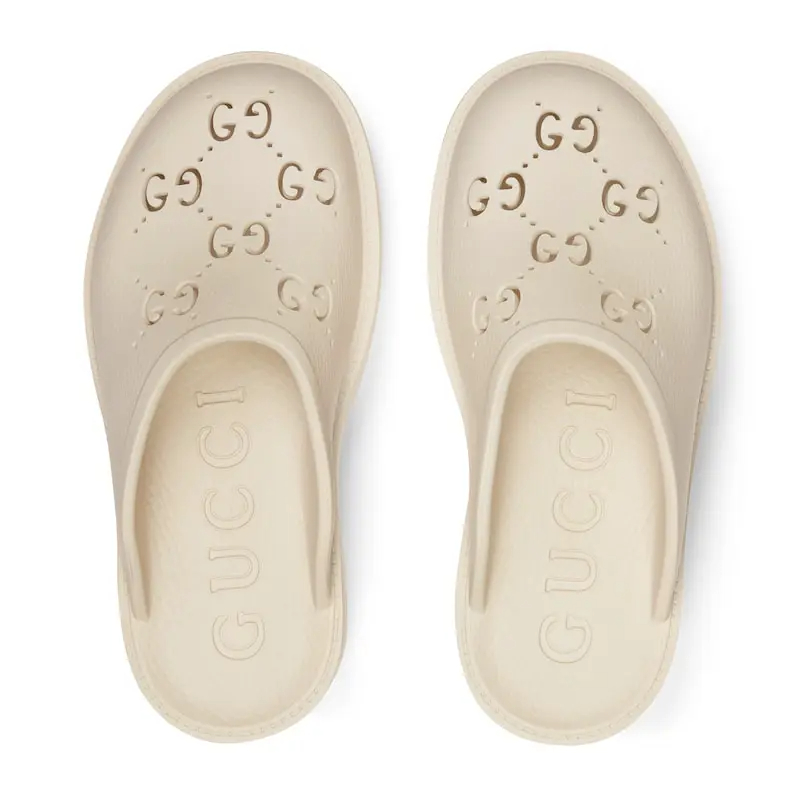 Gucci white Ladies' hollowed out G platform slippers - 图片 3