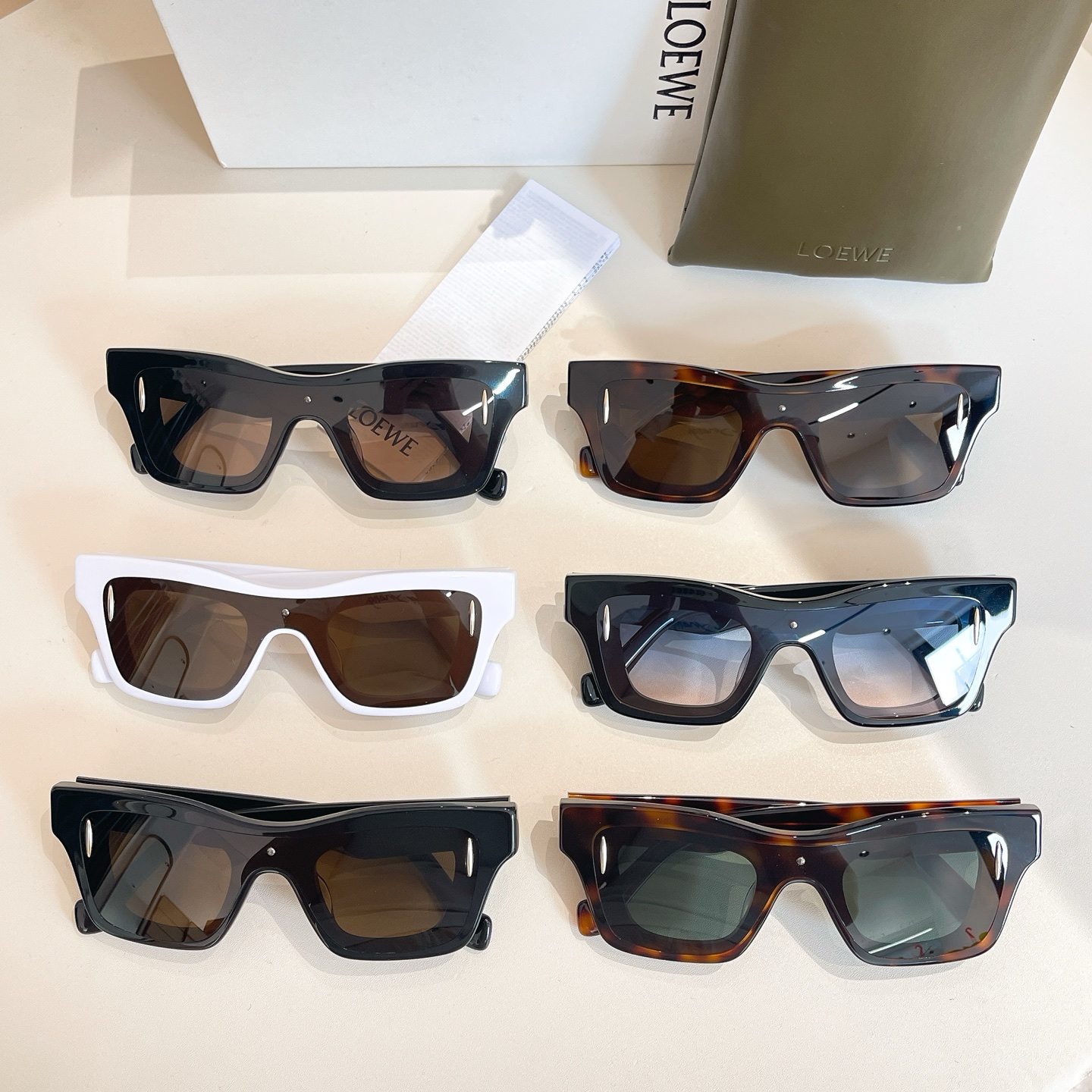 Loewe square frame glasses blue orange/black brown/black sepia/white/leopard brown/leopard green color Size 54口16-145 - 图片 8