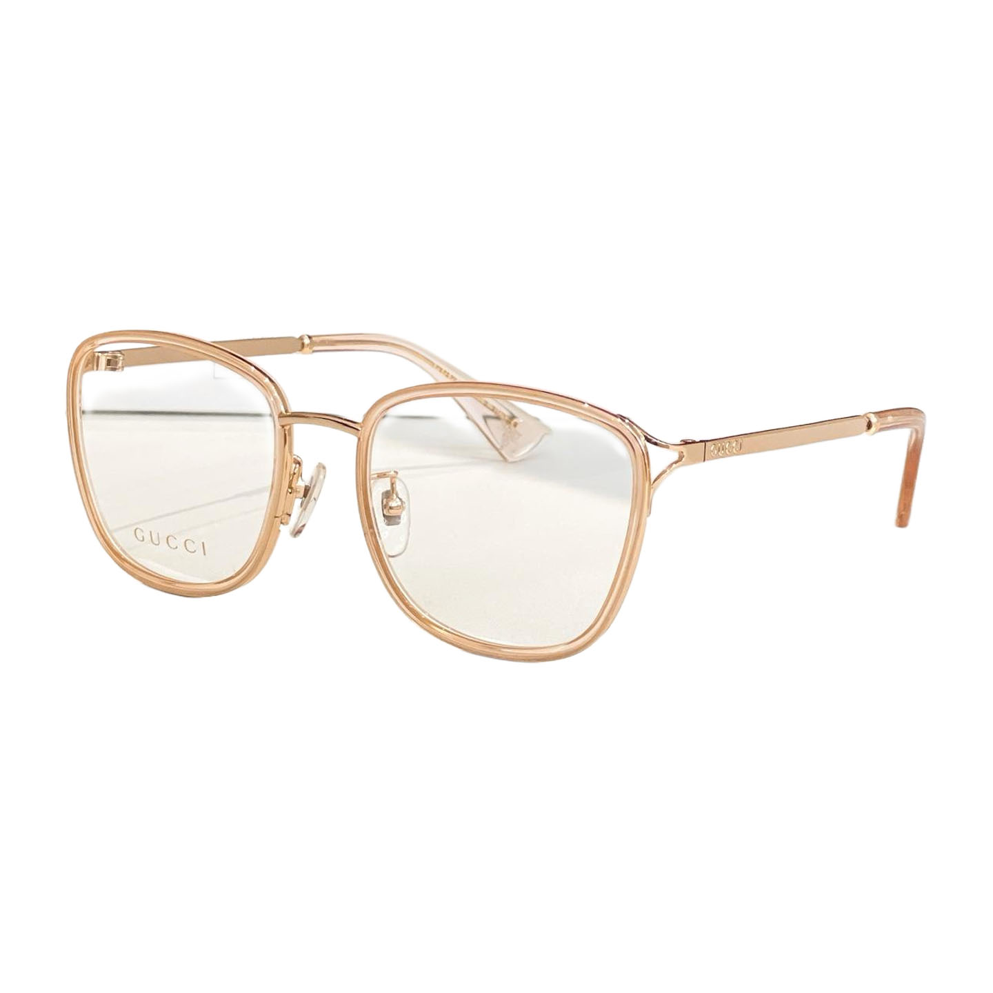 Gucci square frame glasses black gold/red/leopard/rose gold/camouflage/leopard rose gold color transparent lens Size 53口18-145 - 图片 4