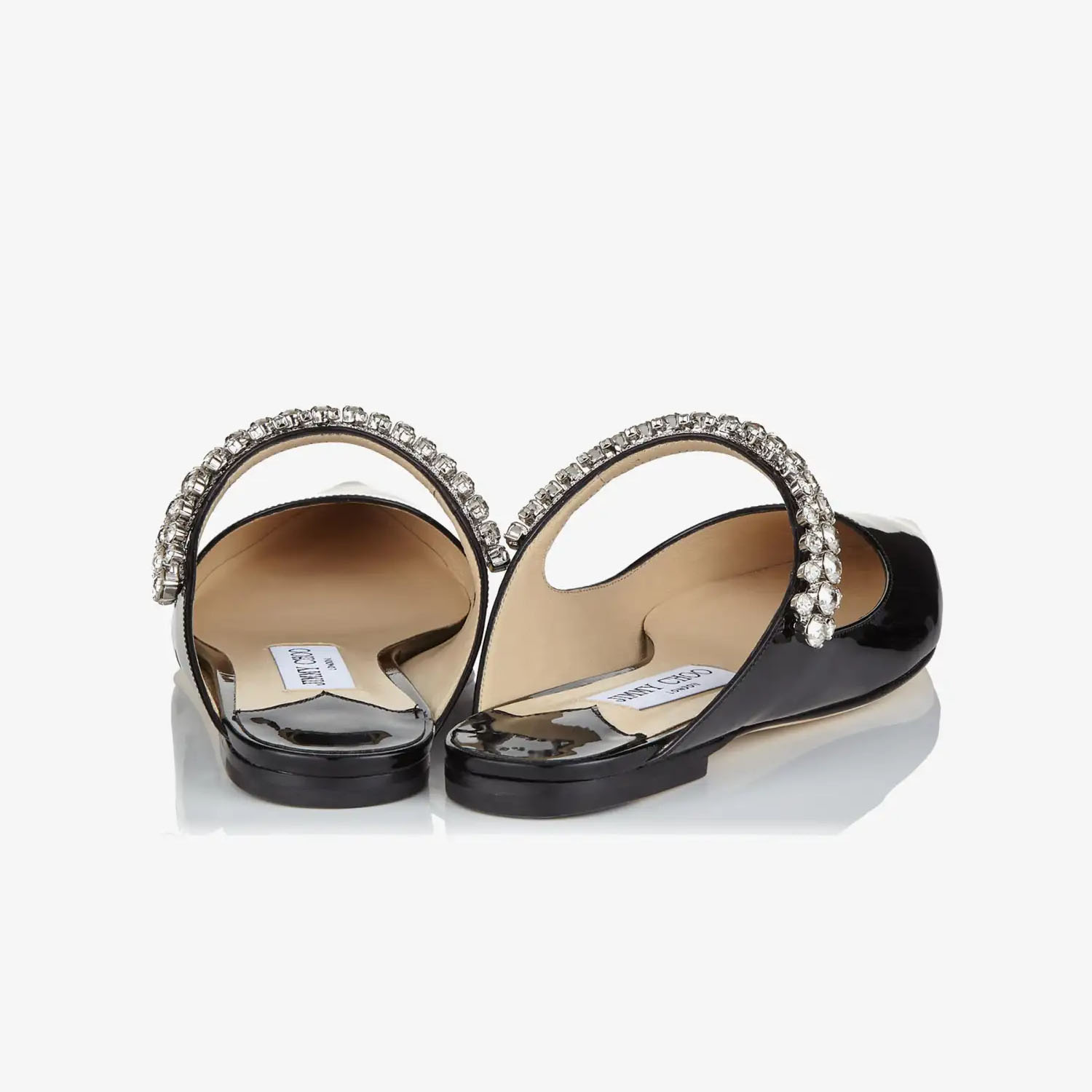 JIMMY CHOO Crystal arch lace black patent leather Muller shoes slippers - 图片 3