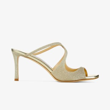 JIMMY CHOO Gold Flash powder fine flash particle  Muller shoes high heel slippers