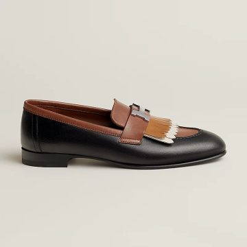 HERMES Royal Brown and  Black  Loafers