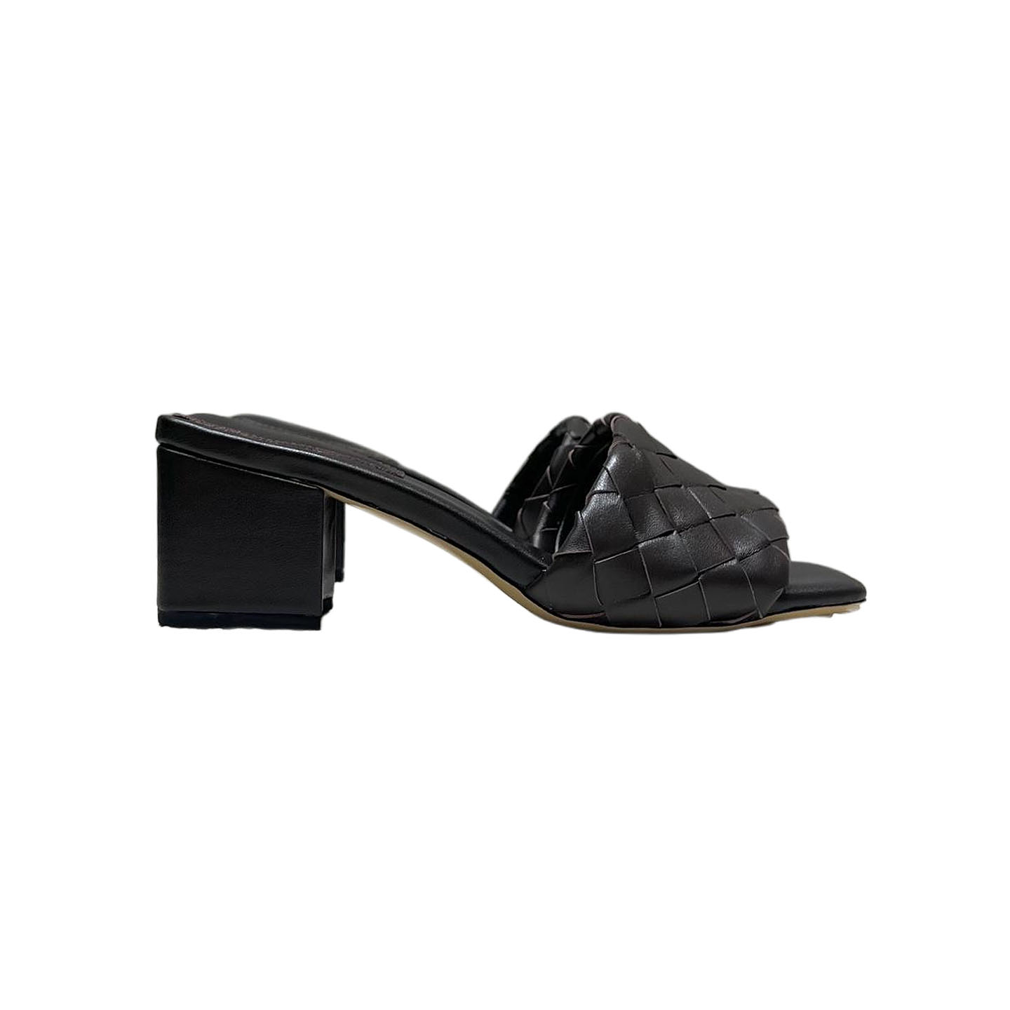 Bottega Veneta Parco Mule In Chocolate Brown Intrecciato Leather Kitten-Heel Mule Sandal (Heel Height 4.5cm)