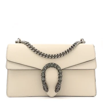 Gucci Small Dionysus Shoulder Bag Mystic White Textured Calfskin Leather & Crystal Aged Silver Hardware