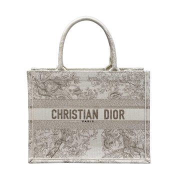 Dior Medium Dior Book Tote In Golden Magpie Embroidered Canvas