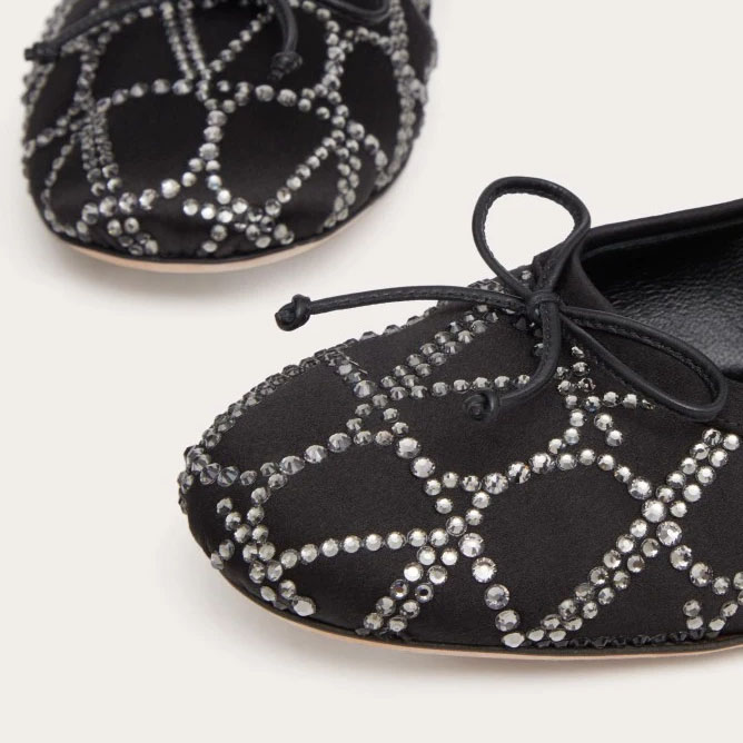 VALENTINO V logo ballet flats with imitation crystal trim - 图片 3