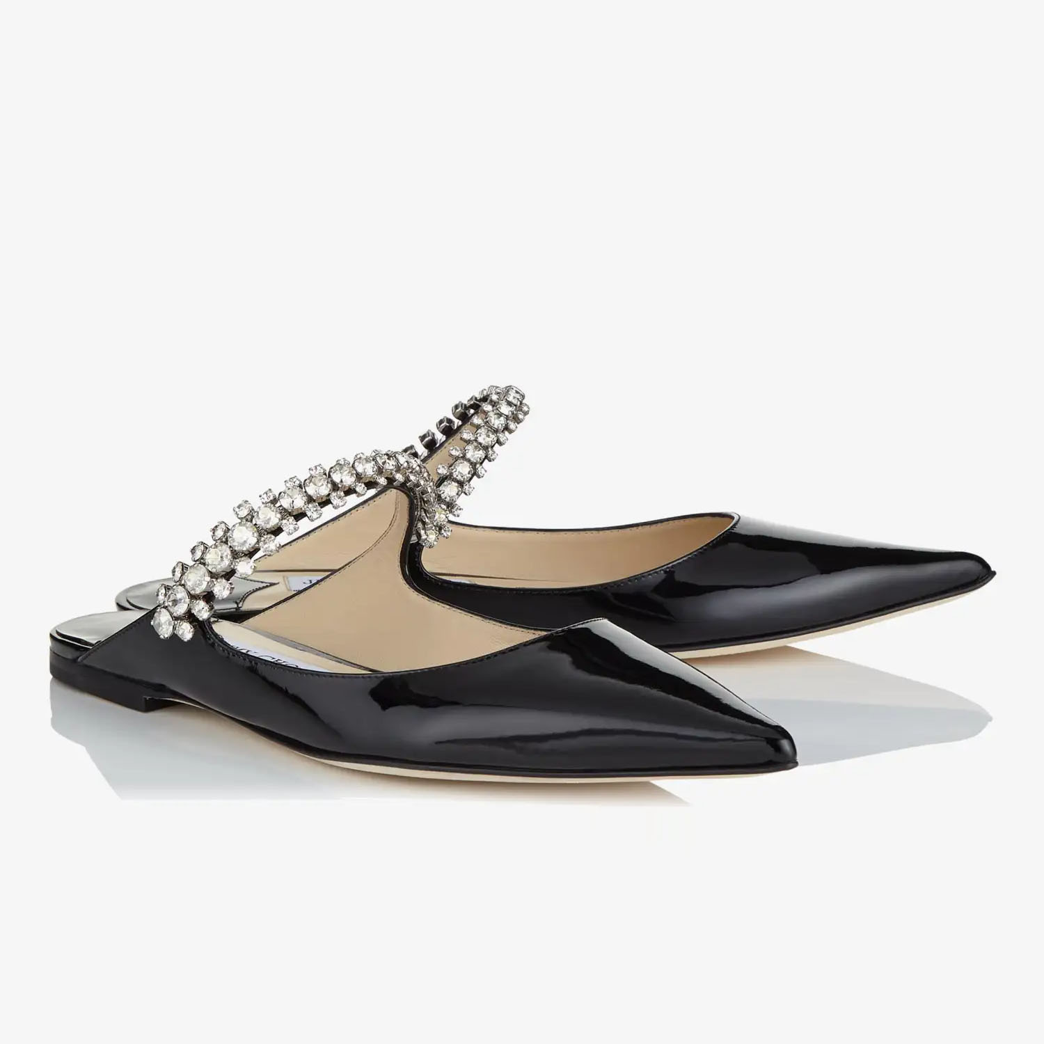 JIMMY CHOO Crystal arch lace black patent leather Muller shoes slippers - 图片 4