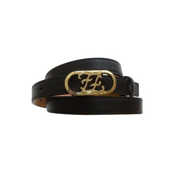Fendi Women's O lock Belt In Black/White Calfskin With Gold Hardware 15mm