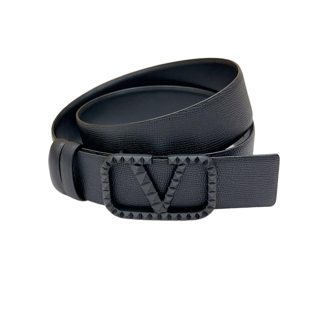 Valentino V Buckle With Rockstud Belt In White/Black/Blue/Brown/Red Calfskin With Black/Gold/Silver Hardware 40mm - 图片 6