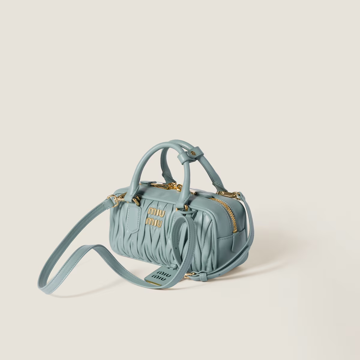 Miu Miu Arcadie matelassé Quilted Lambskin Leather Blue Top-Handle Bags - 图片 3