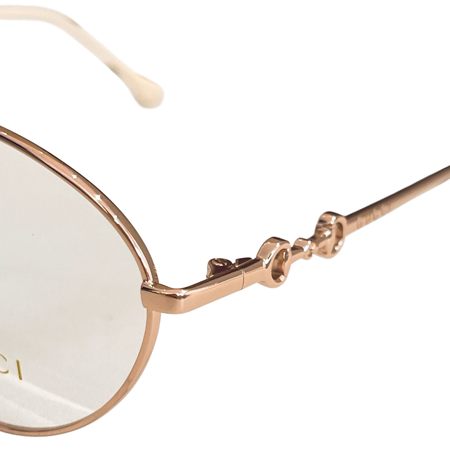 Gucci Round frame glasses rose gold/leopard gold/silver color transparent lens Size 54口18-140 - 图片 2