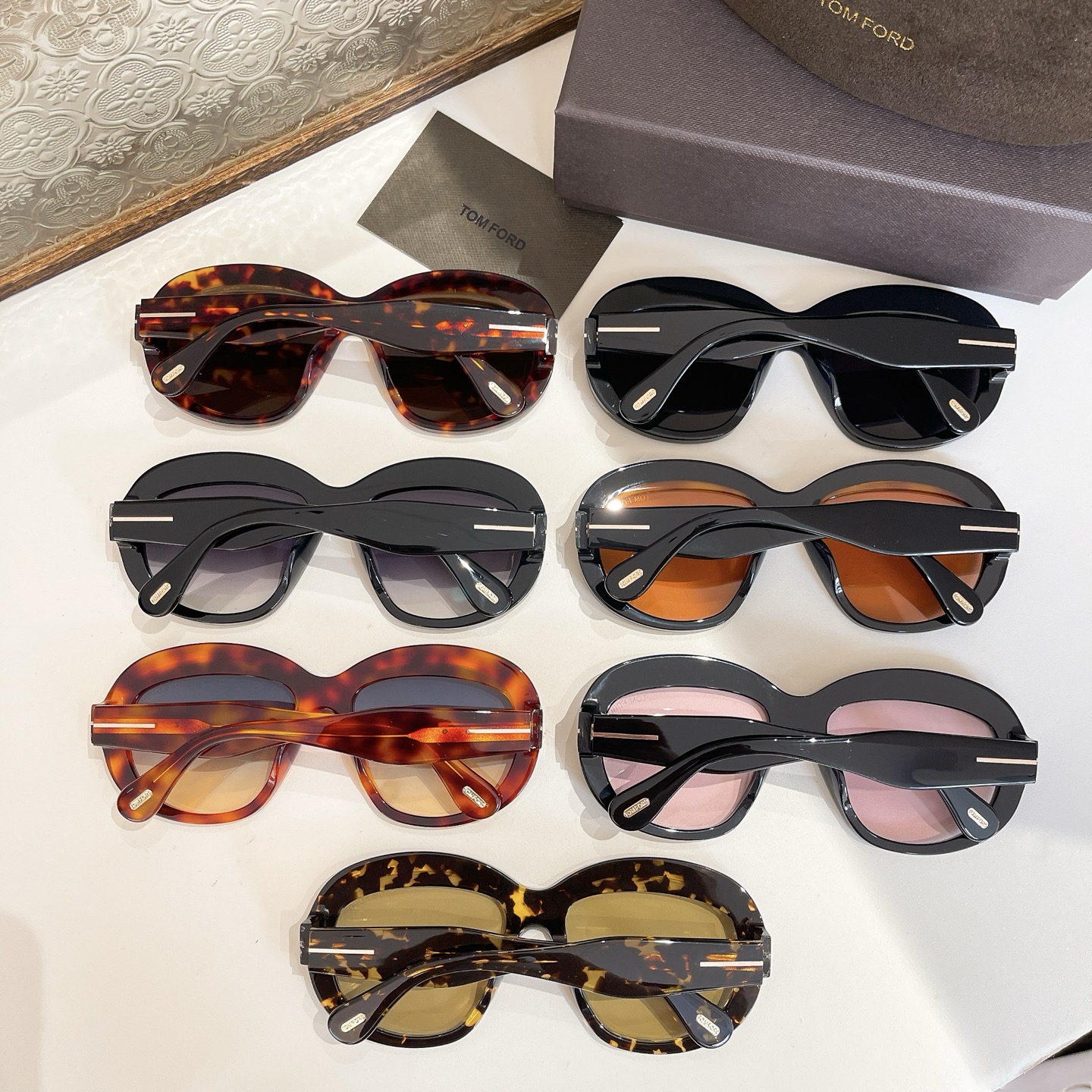 Tom Ford round frame glasses leopard brown/black/orange black/eggplant/leopard blue/yellow leopard/light pink black color Size 62口12-140 - 图片 9