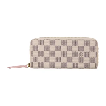 Louis Vuitton Large Clemence Wallet White and Blue Damier Azur Pattern Coated Canvas Brass Hardware