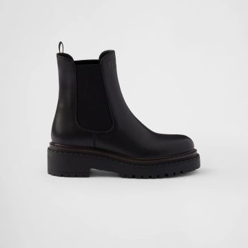 PRADA Black leather Chelsea boots