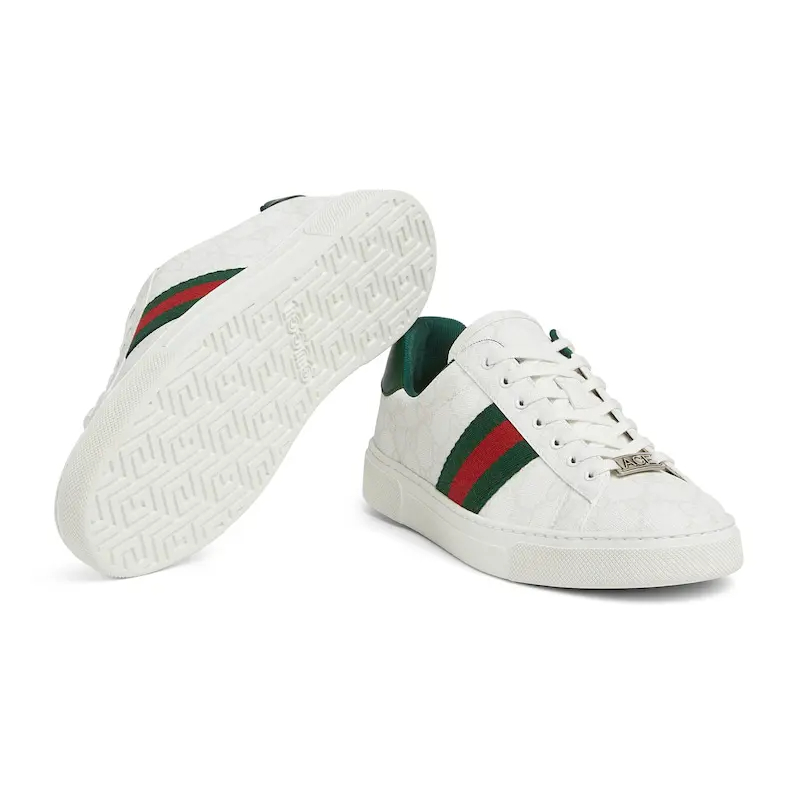 Gucci Ace series white sneakers woven fabric women's sports shoes - 图片 5