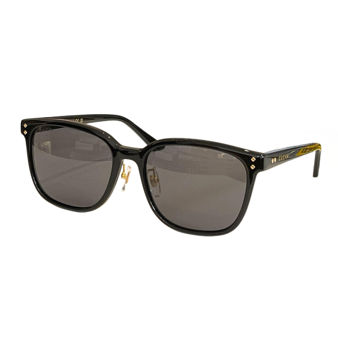 Gucci square frame glasses mustard/black/leopard color Size 57口18-145 - 图片 6