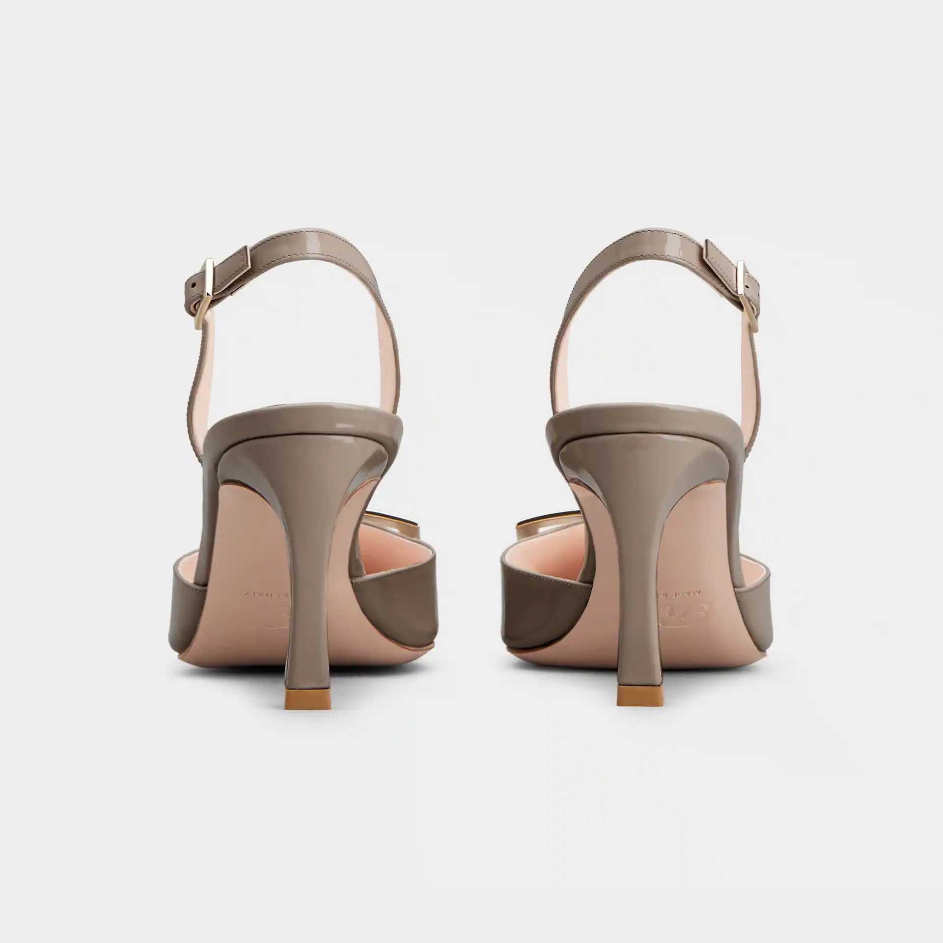 Roger Vivier Trompette Slingback Pumps High Heels In Beige Patent Leather With Metal Buckle (Heel Height 7cm) - 图片 3