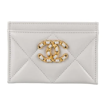 Chanel Small Wallet Grey﻿ Calfskin Leather Gold Hardware