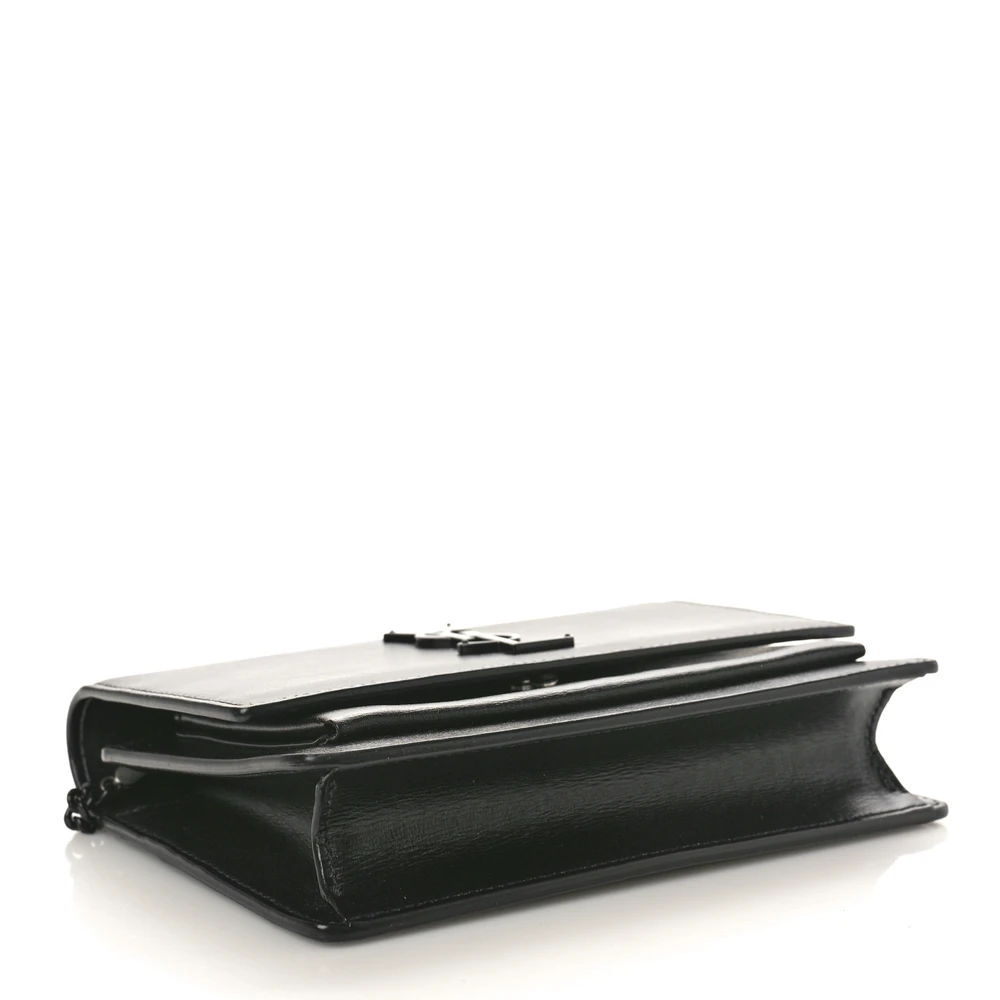Saint Laurent Small Sunset Chain Wallet Black Monogram Calfskin Leather Black Hardware - 图片 6