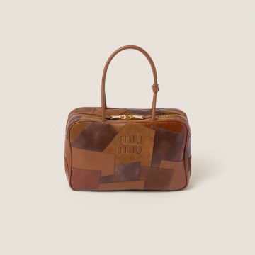 Miu Miu Beau Leather / Suede splicing Brown Top-Handle Bags
