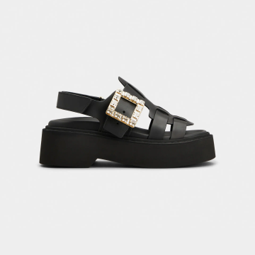 Roger Vivier Viv' Rangers Sandals In White Leather With Crystal Buckle