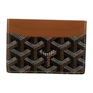 Goyard Small Printed Card Holder Black and Brown Goyardine Canvas