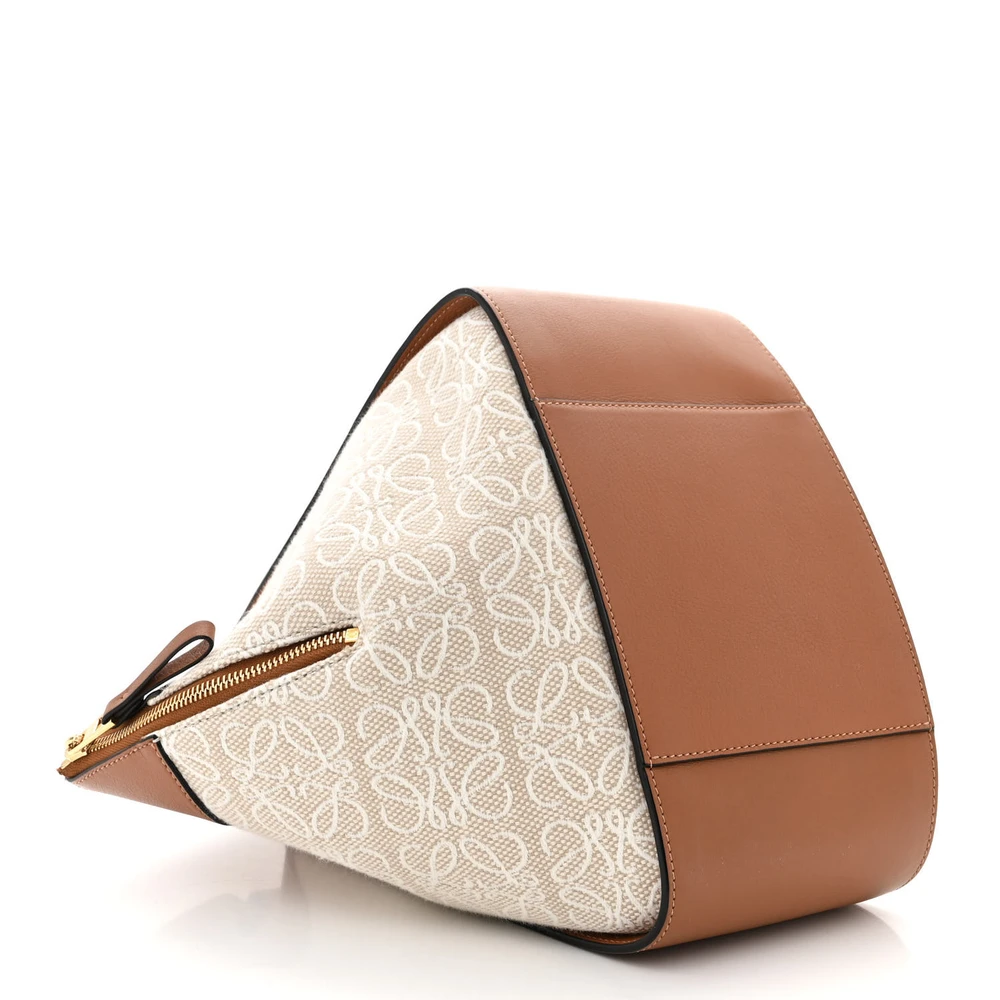 Loewe Anagram Hammock Shoulder Bag Small Ecru/Tan Calfskin Leather & Canvas Gold Hardware - 图片 6