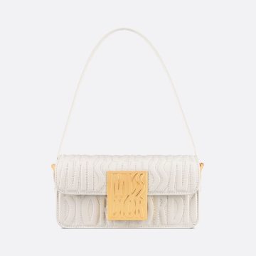 Dior Miss Dior Flap Bag In White Quilted Miss Dior Allover Calfskin With Gold Hardware