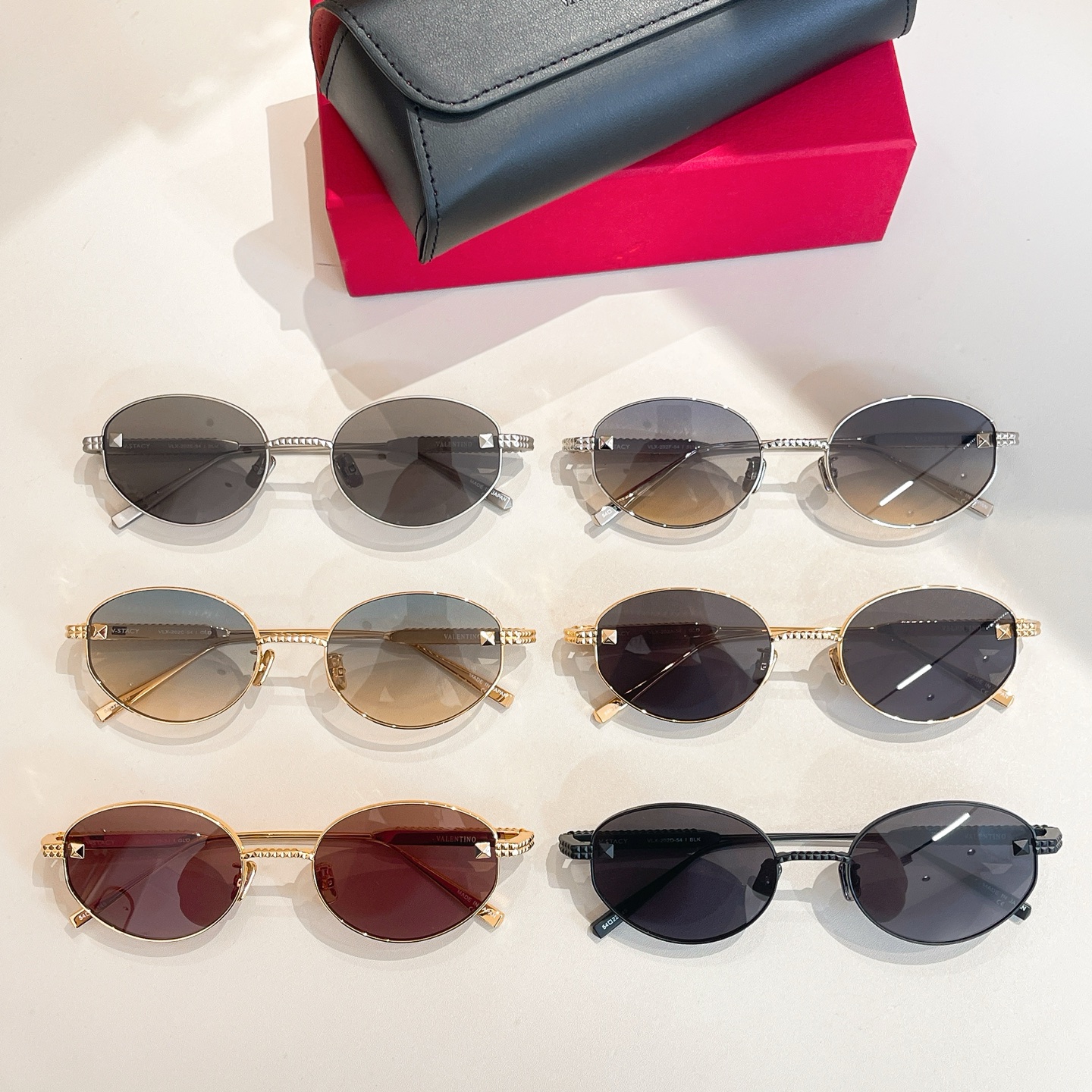 Valentino Oval glasses silver/gold/grey silver/black gold/black/red gold color Size 60口17-142 - 图片 8