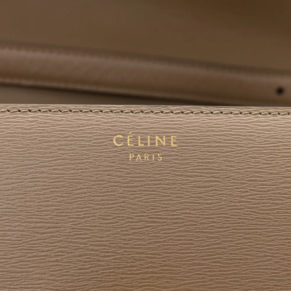 Celine Medium Classic Box Flap Bag Taupe Liege Calfskin Leather Gold Hardware - 图片 2