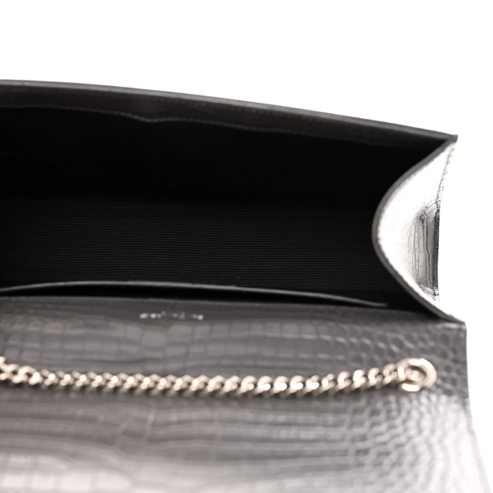 Saint Laurent Medium Kate Tassel Satchel Storm Embossed Classic Monogram Calfskin & Crocodile Leather Silver Hardware - 图片 7