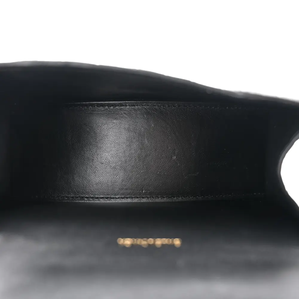 Balenciaga XS Hourglass Top Handle Bag Black Crocodile Embossed Shiny Calfskin Leather Gold Hardware - 图片 7