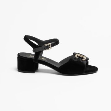Chanel  velvet, rhinestone and metal Black sandals