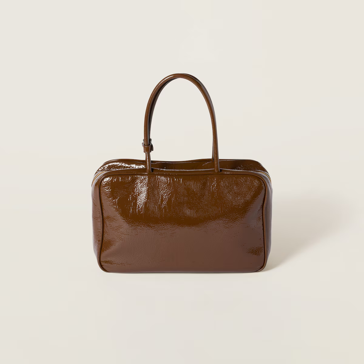 Miu Miu Beau Naplak Patent Leather Brown Top-Handle Bags - 图片 7