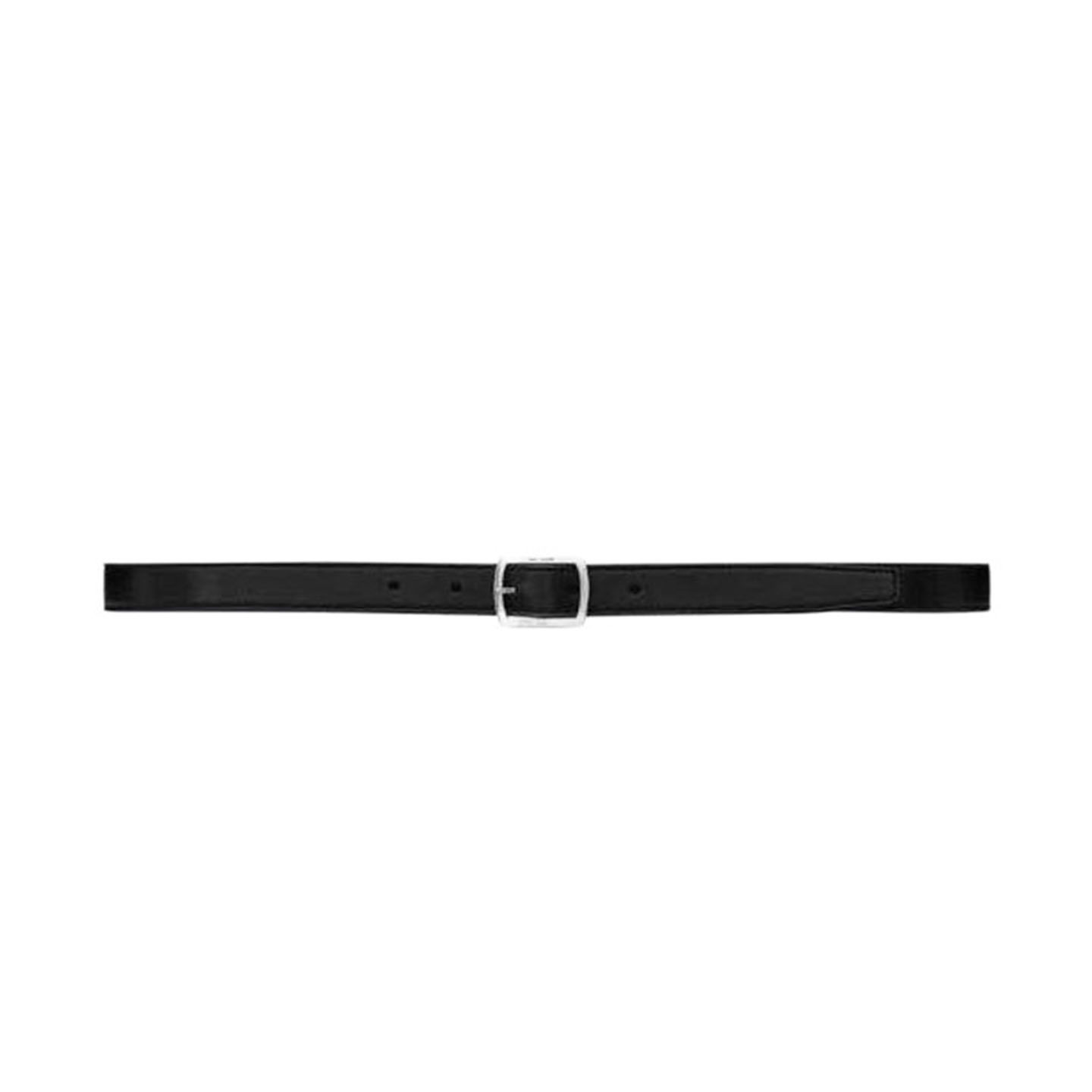 Saint Laurent Paved Buckle Belt In Black Calfskin With Gold/Silver Hardware 25mm