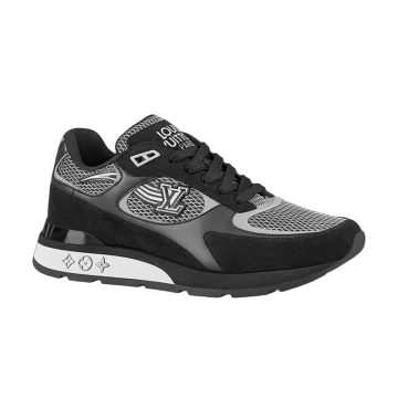 Louis Vuitton Men's black mesh quilted calfskin LV pattern sneakers