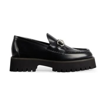 Gucci black thick soled loafers