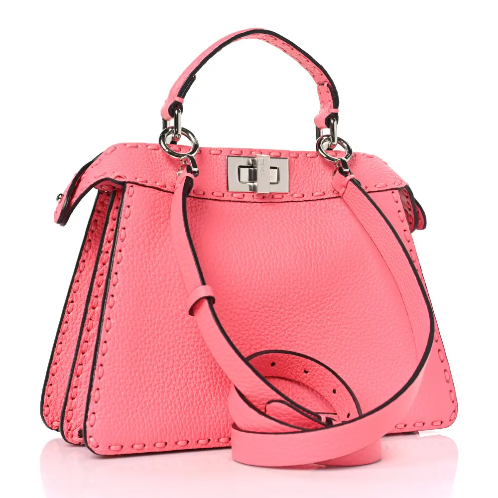 Fendi Tape Stitch Small Peekaboo I SEE U Satchel Pink Dalia Cuoio Roma Sellerissima & Nappa Sintetica Leather Silver Hardware - 图片 3